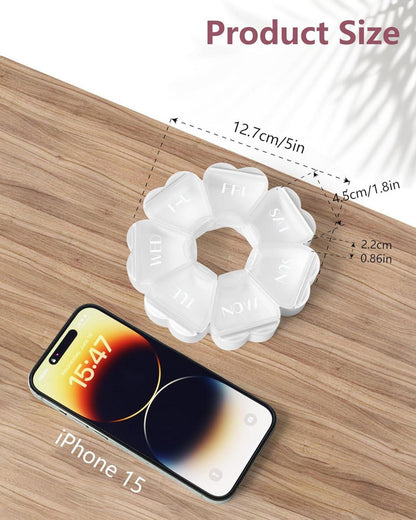 Runde herzförmige Pillenbox mit 7 großen