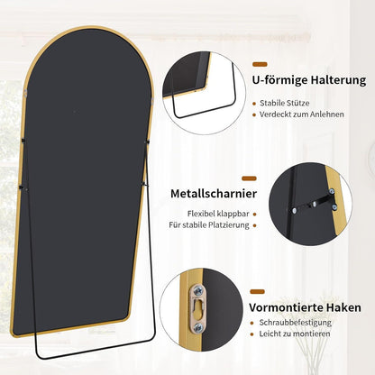 Ganzkörperspiegel Bogen Gold – 171 x 76 cm, Stand- & Wandspiegel