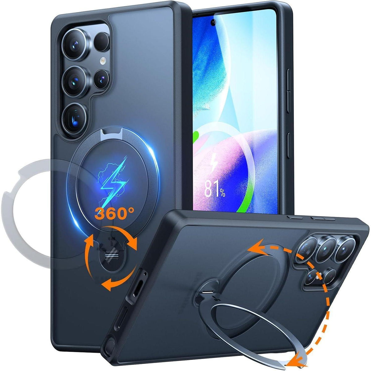 Hülle für Samsung Galaxy S25 Ultra mit Magnetring & Standfuß Schwarz