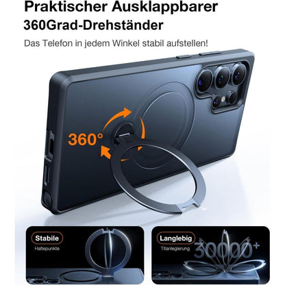 Hülle für Samsung Galaxy S25 Ultra mit Magnetring & Standfuß Schwarz