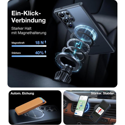 Hülle für Samsung Galaxy S25 Ultra mit Magnetring & Standfuß Schwarz