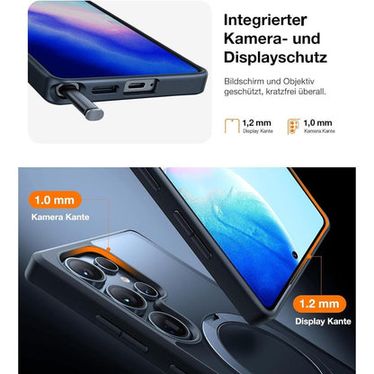 Hülle für Samsung Galaxy S25 Ultra mit Magnetring & Standfuß Schwarz
