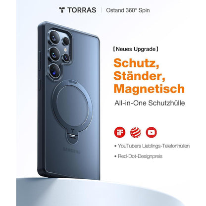 Hülle für Samsung Galaxy S25 Ultra mit Magnetring & Standfuß Schwarz
