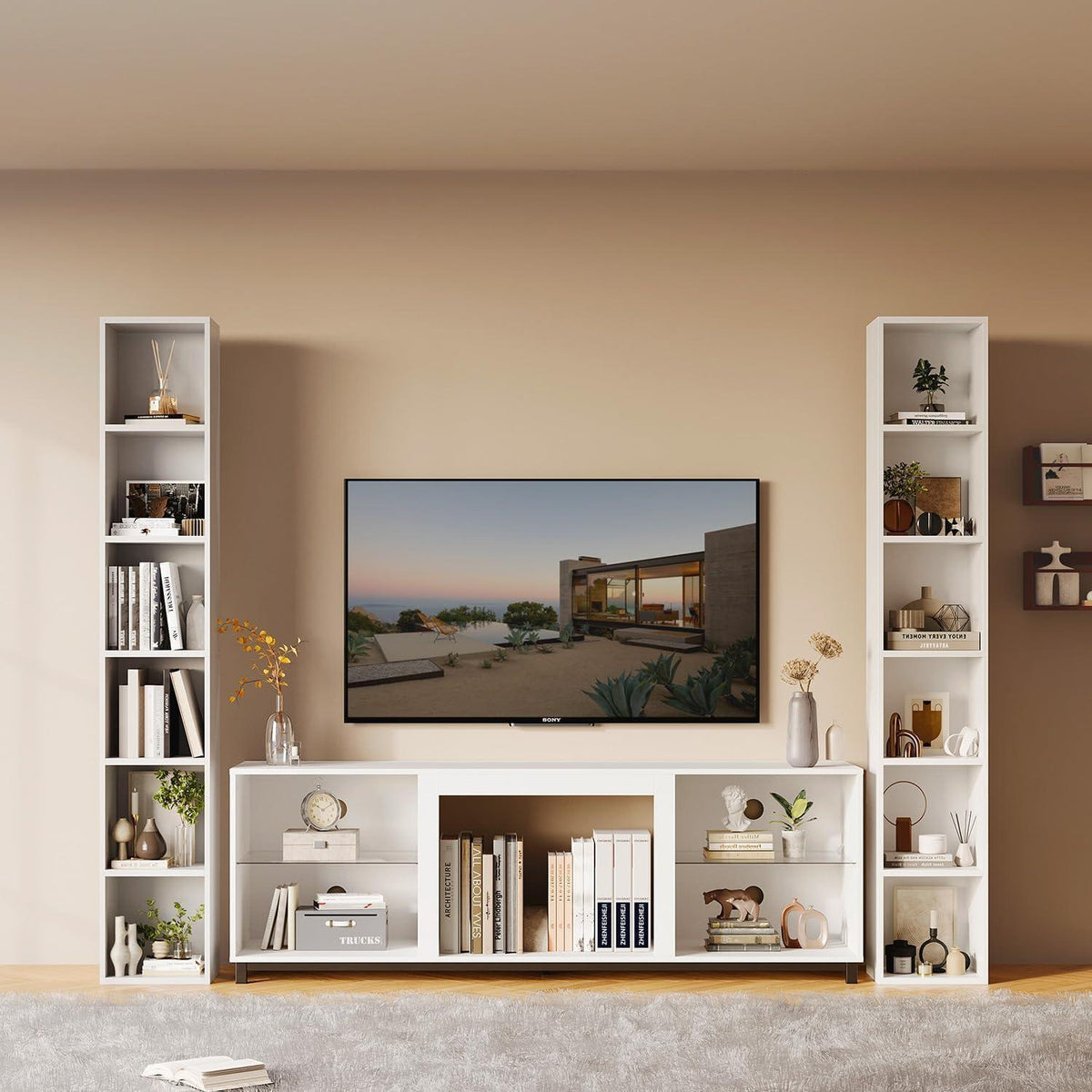 Schmales Bücherregal mit 6 Ebenen – Weiß