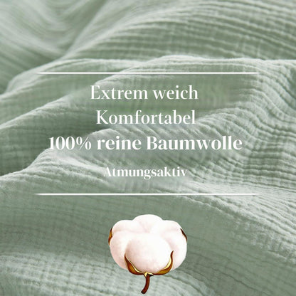 Musselin Bettwäsche Set 200x200 cm, Mintgrün, Atmungsaktiv