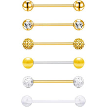 Zungenpiercing Set 6 Stück Chirurgenstahl 16mm 14G mit Kugeln