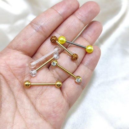 Zungenpiercing Set 6 Stück Chirurgenstahl 16mm 14G mit Kugeln