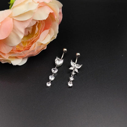 Bauchnabelpiercing 2er Set 10mm Herz Anhänger Chirurgenstahl Silber Gold