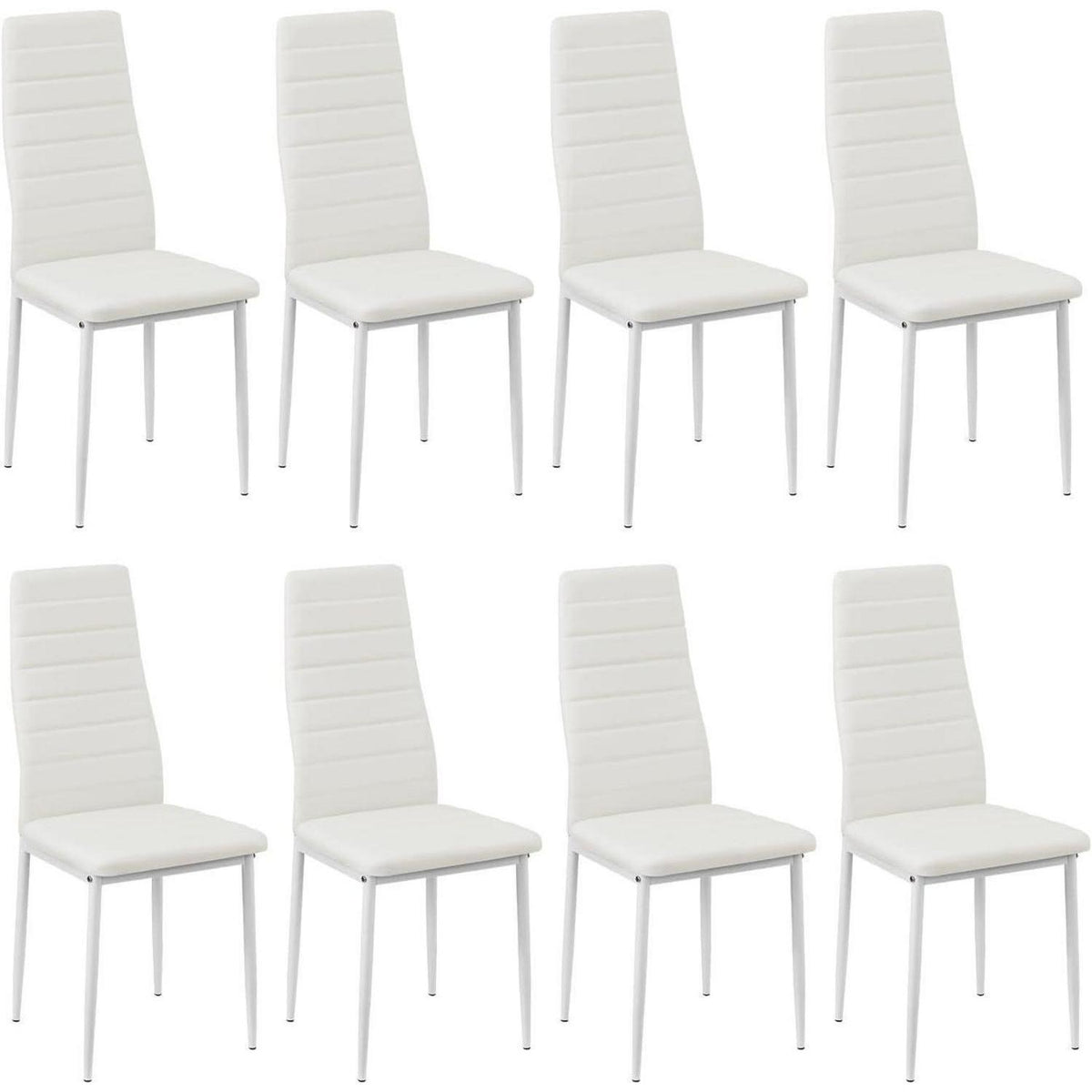 Esszimmergruppe für 8 Personen – Eiche-Schwarz Tisch & 8 Weiß Stühle