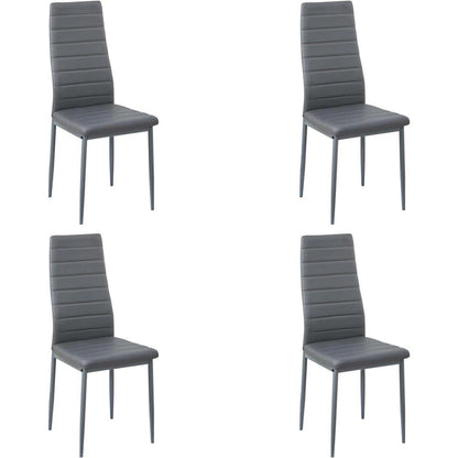 Esszimmergruppe Eiche-Weiß 120cm + 4 Stühle Grau in Lederoptik