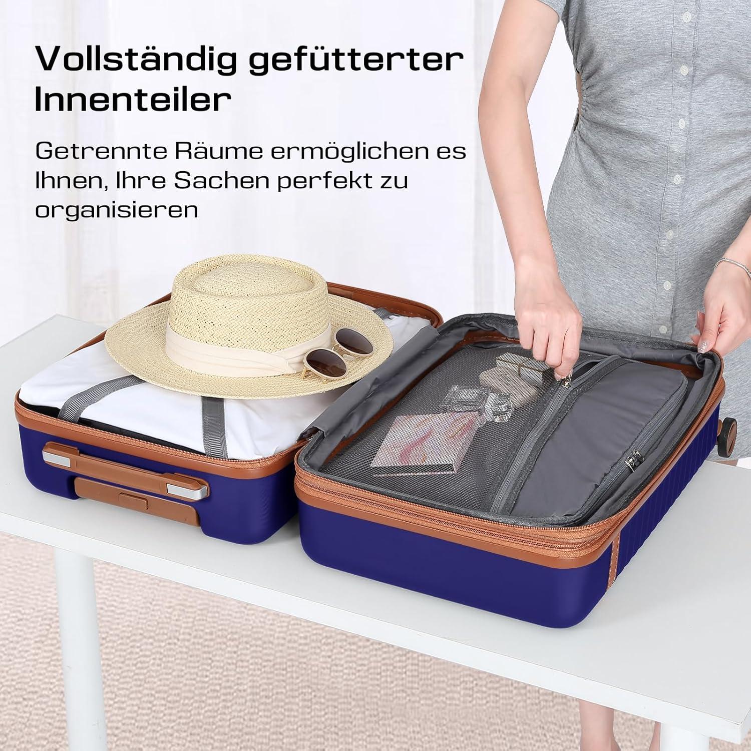Joyway Kofferset 5tlg ABS Hartschale 4 Rollen TSA-Schloss 4-Zwillingrollen Dunkel Blau