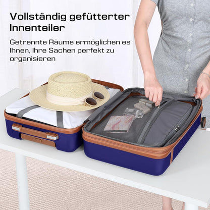 Joyway Kofferset 5tlg ABS Hartschale 4 Rollen TSA-Schloss 4-Zwillingrollen Dunkel Blau