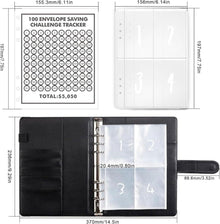 Budget Binder Sparbuch A5 Kunstleder 100 Umschläge Schwarz