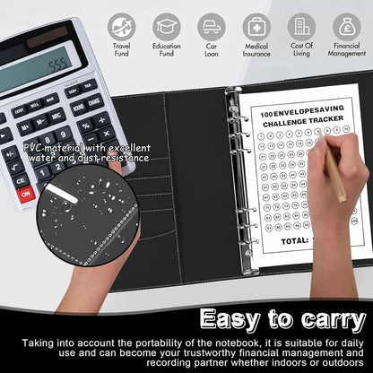 Budget Binder Sparbuch Geld Challenge Kunstleder Organizer A5 100