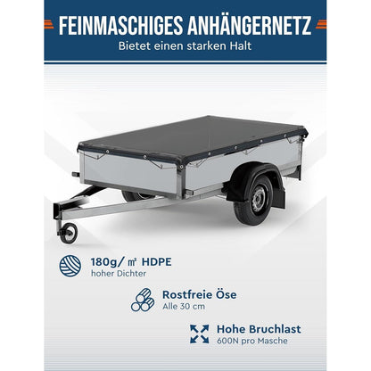 Feinmaschiges Anhängernetz 2x3m mit Spannseil – Ladungssicherung