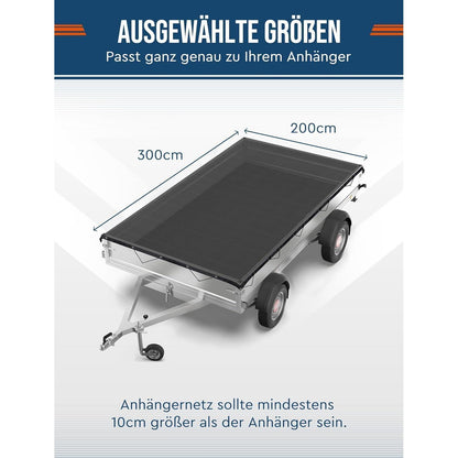 Feinmaschiges Anhängernetz 2x3m mit Spannseil – Ladungssicherung