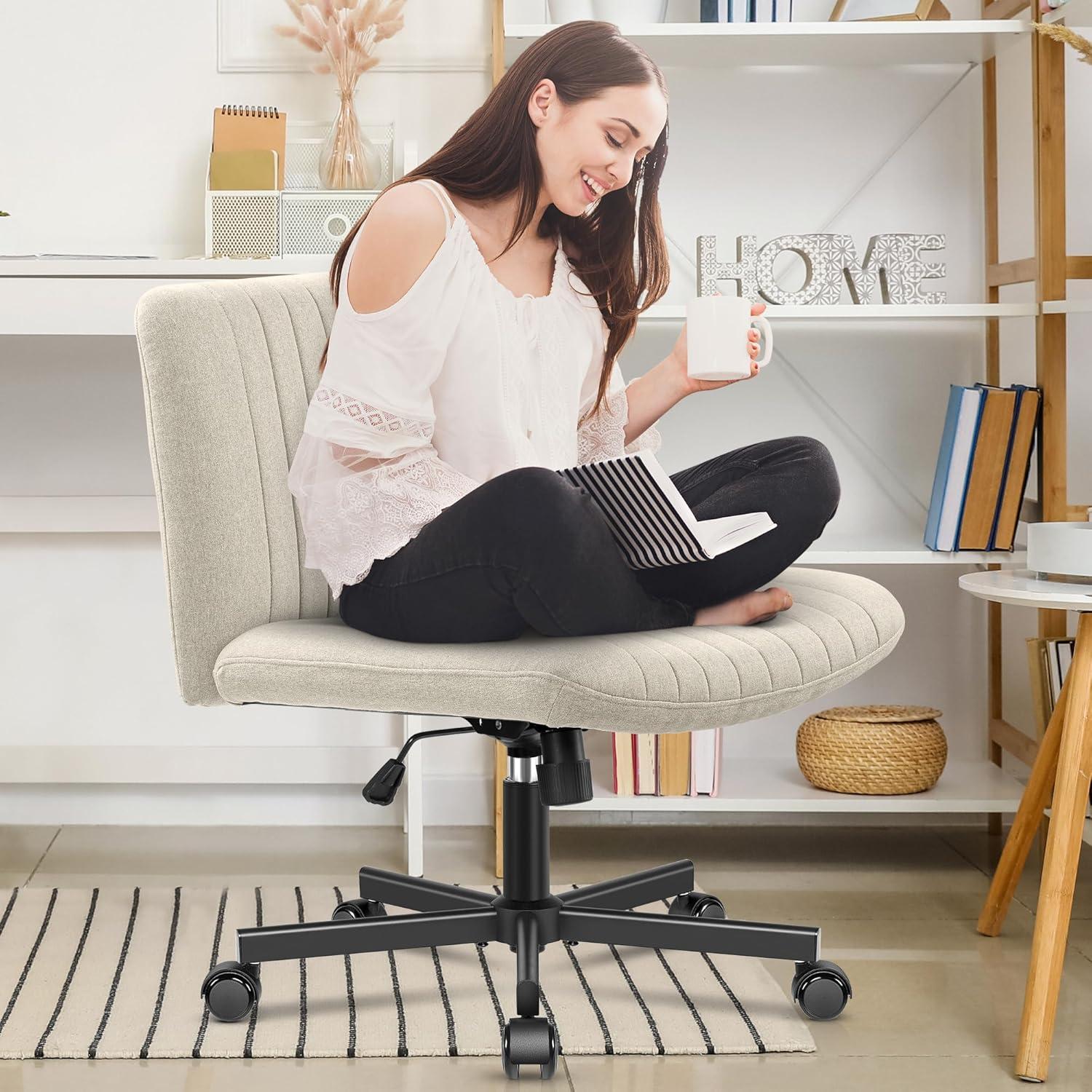 Bürostuhl ohne Armlehnen Rollen Stoffpolsterung höhenverstellbar ergonomisch