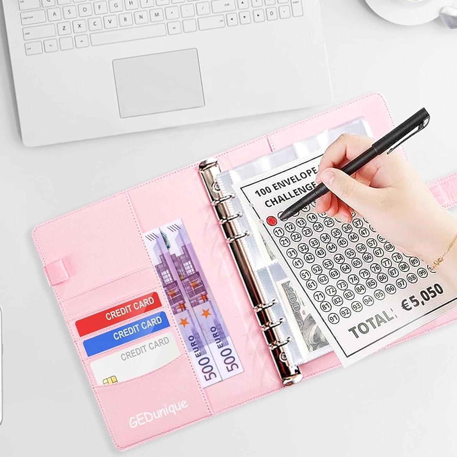 Sparchallenge Budgetplaner A5 Kunstleder Binder Geld sparen Challenge