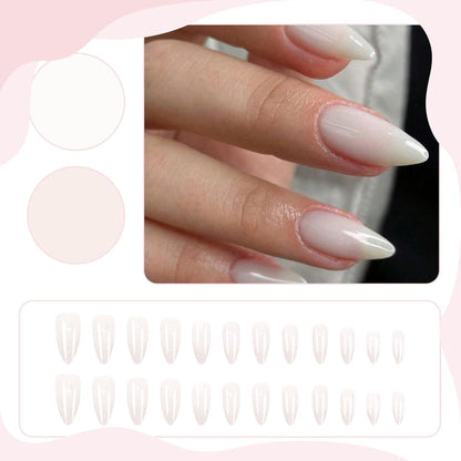 Weiße Mandel Falsche Nägel Set – 24 Stück Press On Nails