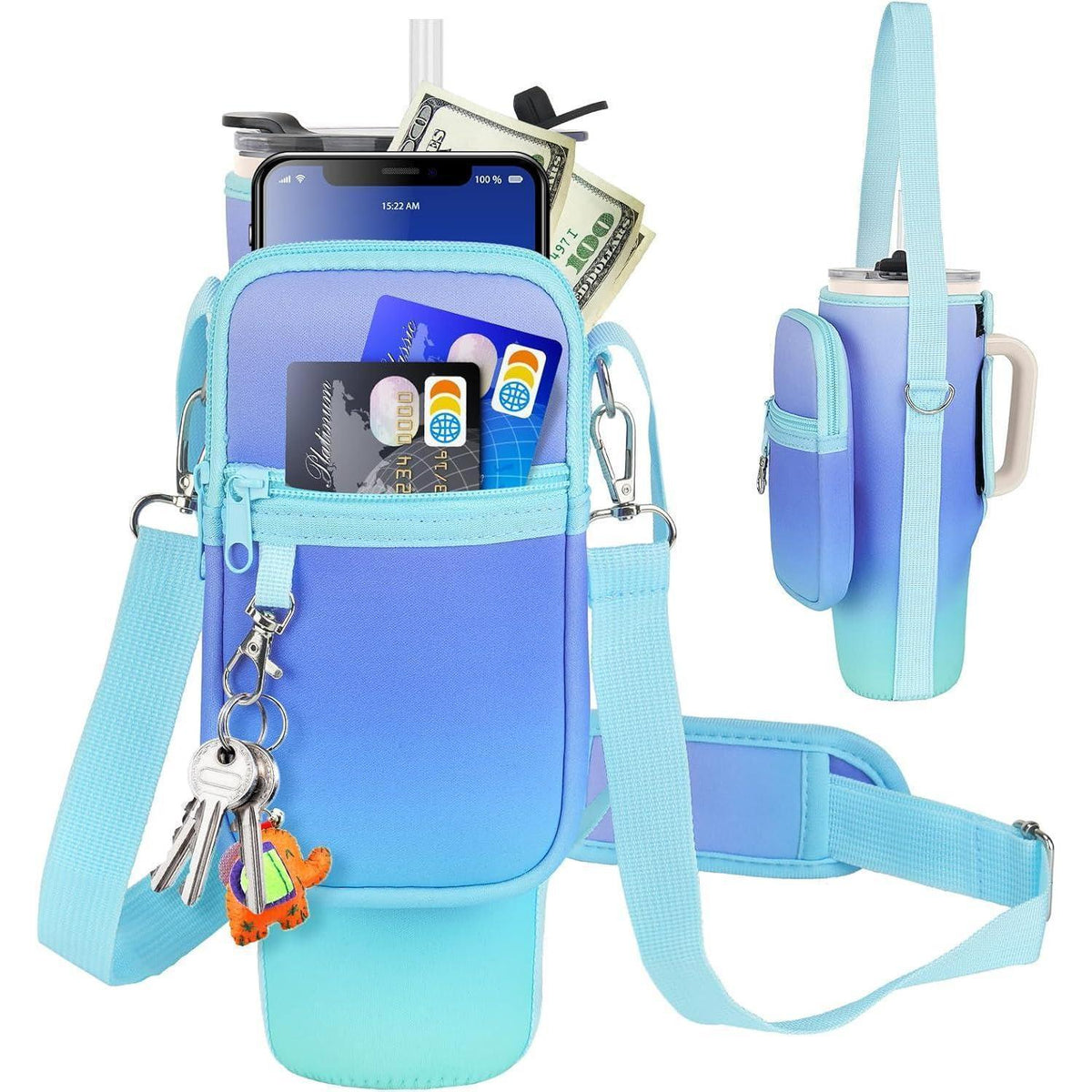Trinkflaschenhalter für 40oz Stanley & Meoky Becher mit Tasche