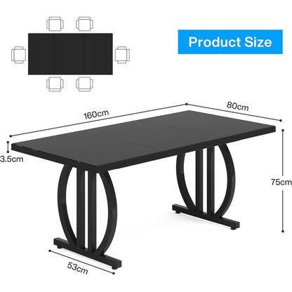 Esstisch 160x80 cm, Schwarz, Industrieller Küchentisch
