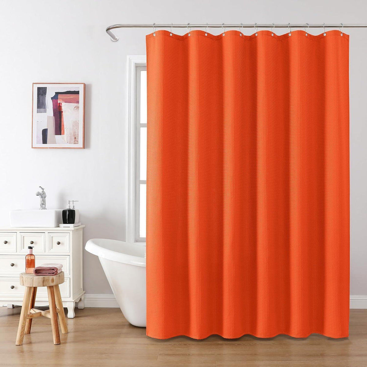 Waffel Duschvorhang wasserdicht, Orange, 182x198cm