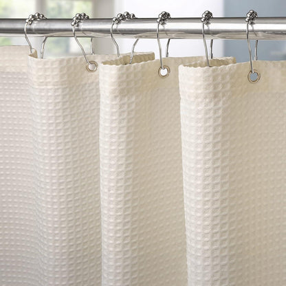 Waffel Duschvorhang wasserdicht Creme 152x214cm mit Haken