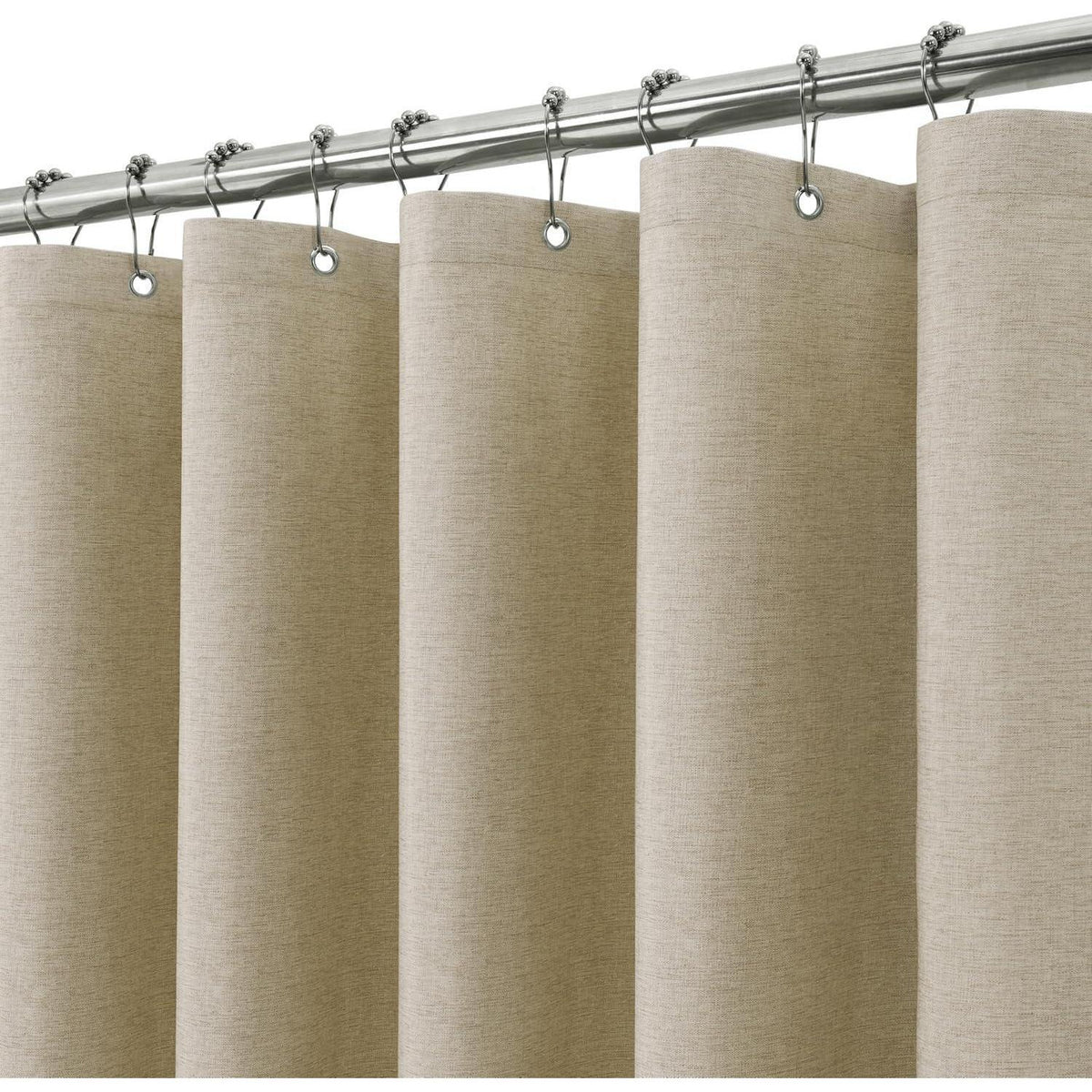 Leinen Duschvorhang wasserdicht Taupe 152x214cm mit Haken