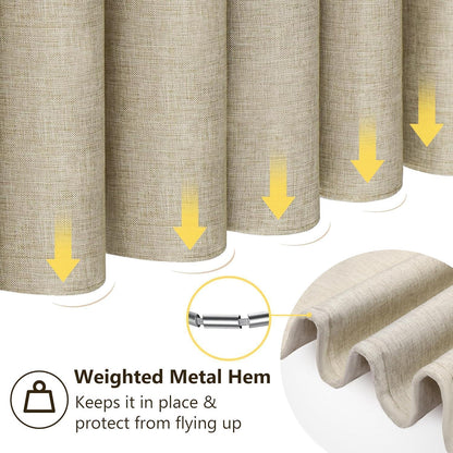 Leinen Duschvorhang wasserdicht Taupe 152x214cm mit Haken