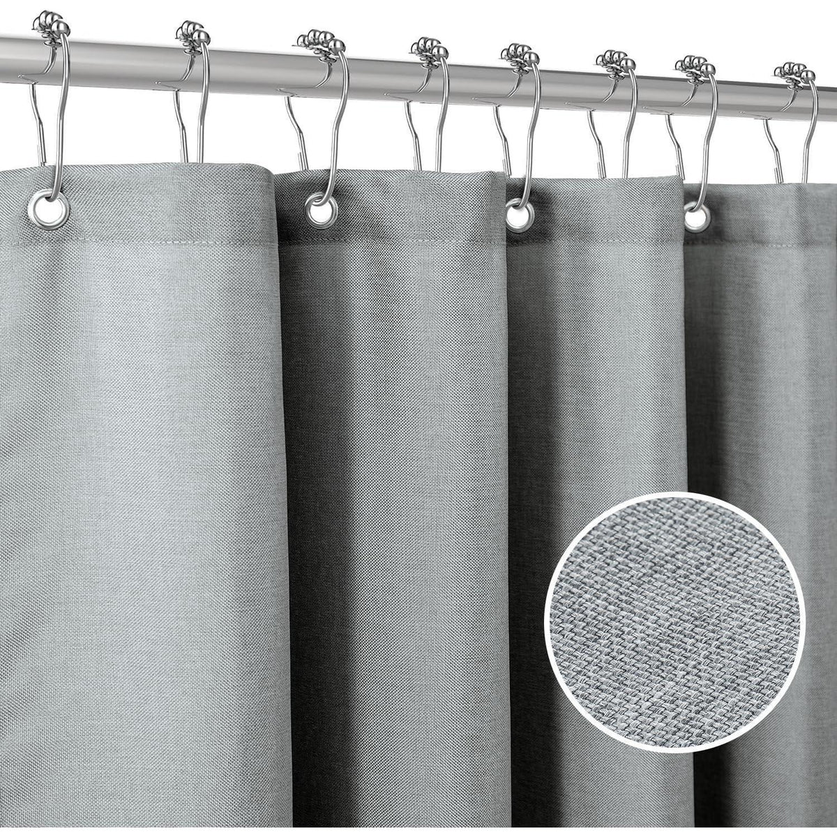 Leinen Duschvorhang wasserdicht grau 122x182cm mit Haken