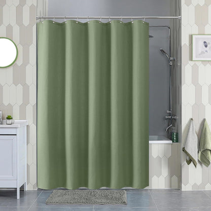 Waffel Duschvorhang wasserdicht, Grün 152x182cm mit Haken