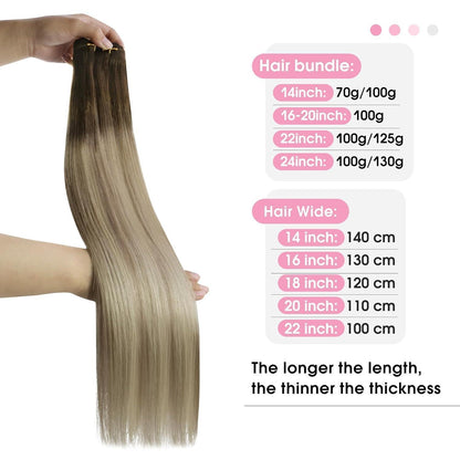 Echthaar Tressen Balayage Dunkelbraun Blond 45cm