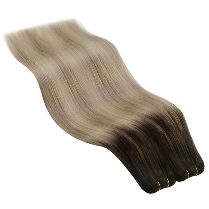 Echthaar Tressen Balayage Dunkelbraun Blond 45cm
