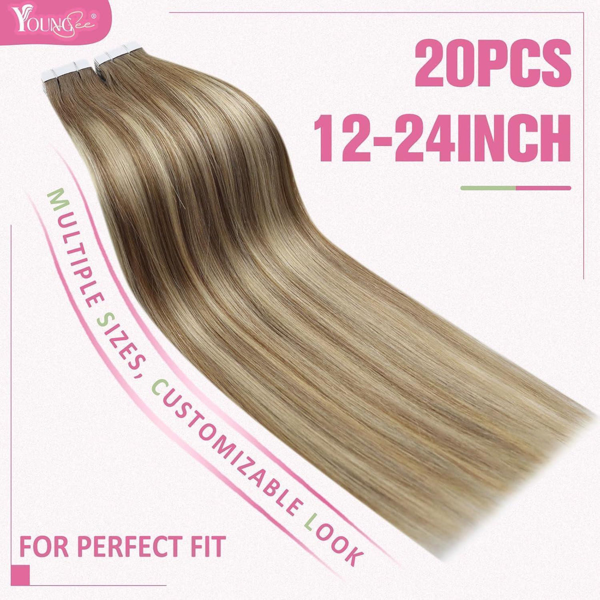 Braune Tape-In Haarverlängerung Echthaar Ombre 60cm