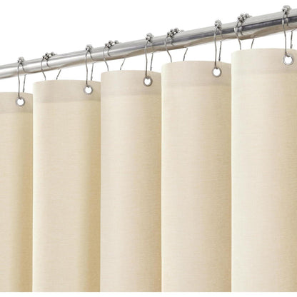 Leinen Duschvorhang wasserdicht beige 152x214cm mit Haken