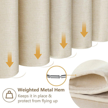 Leinen Duschvorhang wasserdicht beige 152x214cm mit Haken