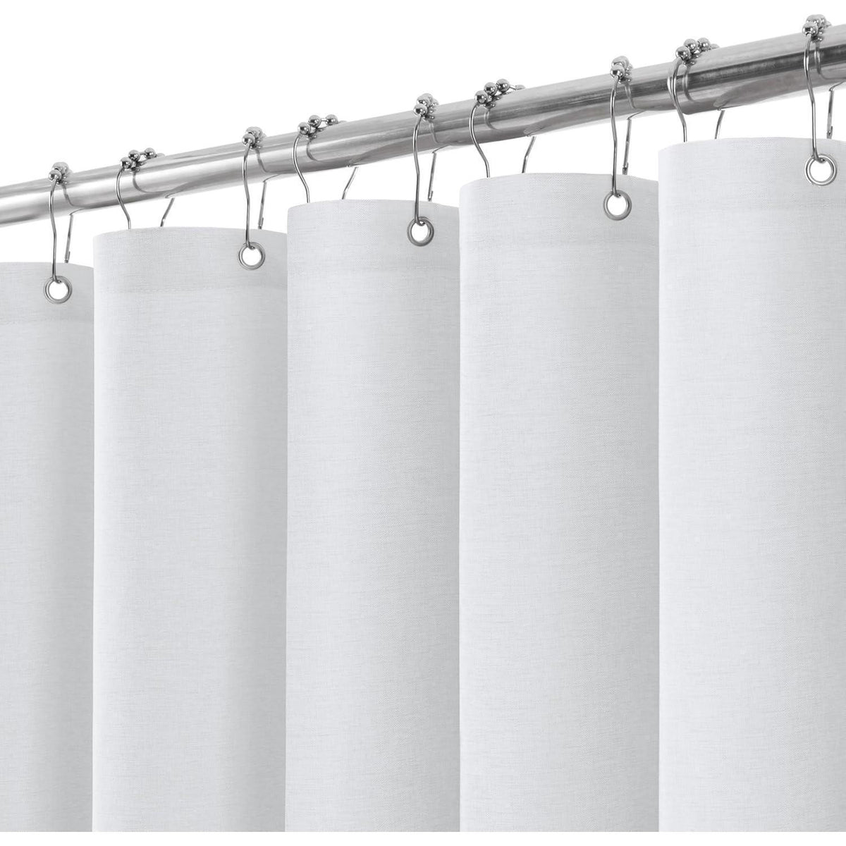 Leinen Duschvorhang wasserdicht weiß 152x214cm mit Haken