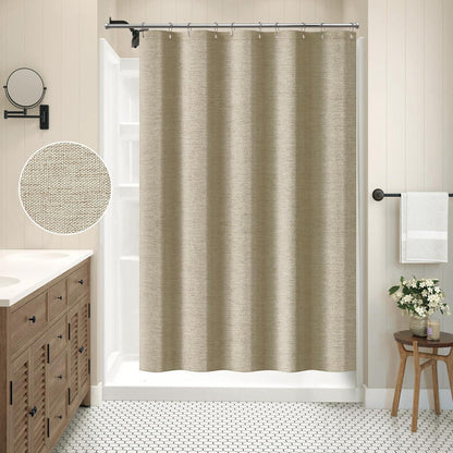 Leinen Duschvorhang wasserdicht Taupe 152x182cm mit Haken