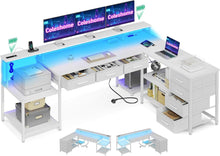Gaming Schreibtisch mit RGB LED und Stauraum 199.5×145.5cm L-Form