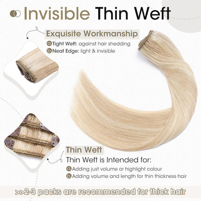 Clip-in Haarverlängerung Echthaar Balayage Blond 60cm