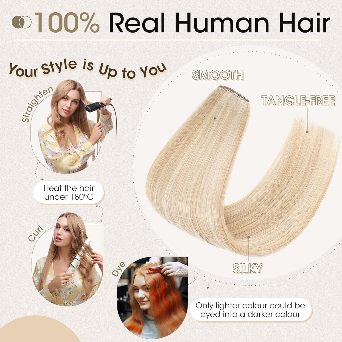 Clip-in Haarverlängerung Echthaar Balayage Blond 60cm