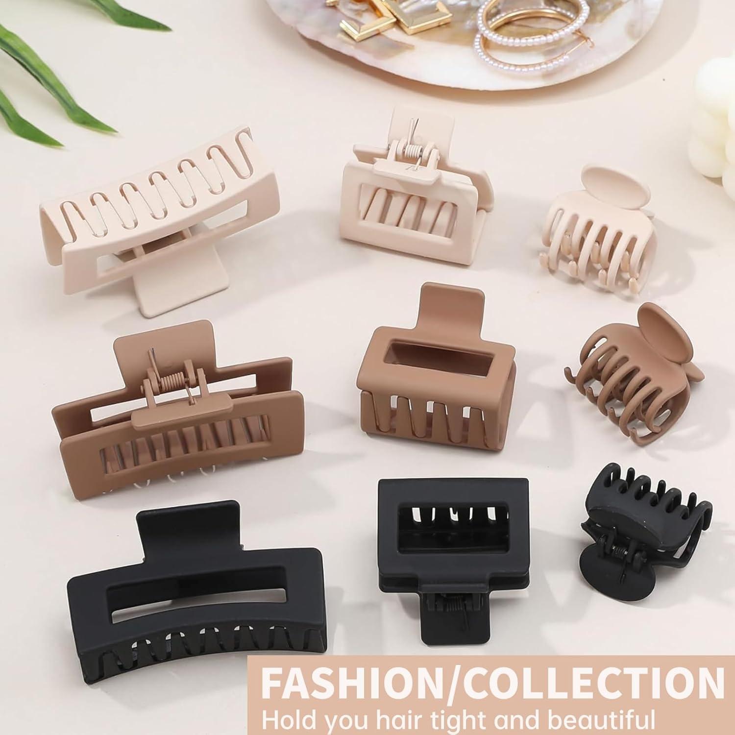 9er Set Matte Haarspangen in 3 Stilen für Damen - Haarklammern für