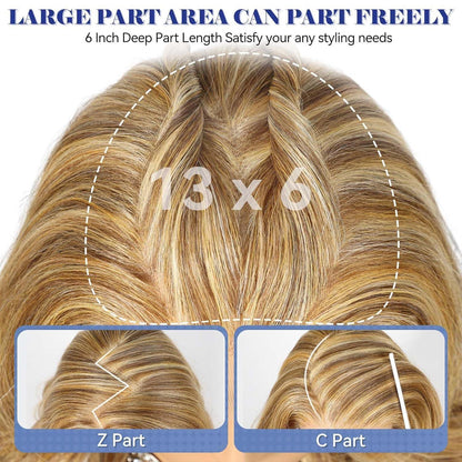 Blonde Lockenperücke 24 Zoll, 13x6 HD Spitze, natürliche Frisur