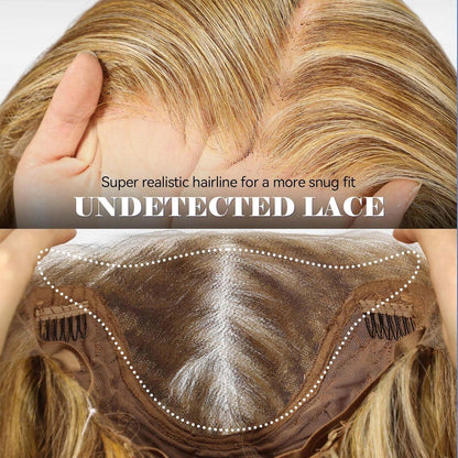 Blonde Lockenperücke 24 Zoll, 13x6 HD Spitze, natürliche Frisur