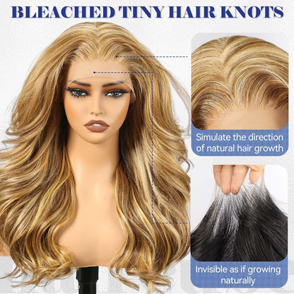 Blonde Lockenperücke 24 Zoll, 13x6 HD Spitze, natürliche Frisur