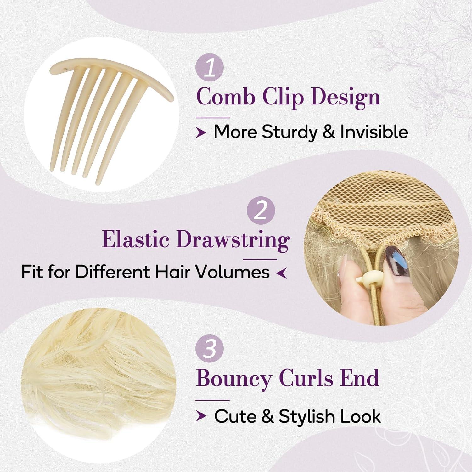 Ponytail Extension Welliger Lockiger Pferdeschwanz 25cm - Platinblond