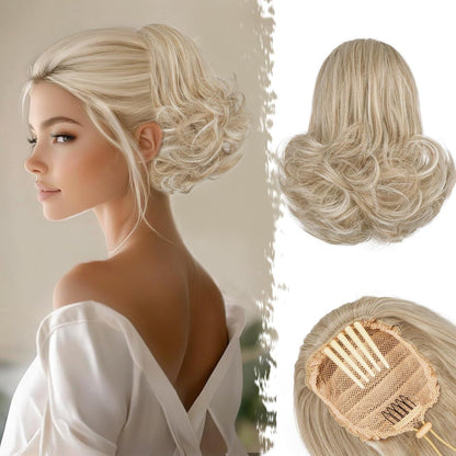 Blondes 25cm Welliges Pferdeschwanz Haarteil mit Kordelzug