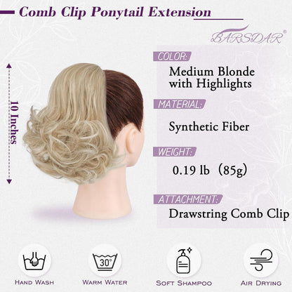 Blondes 25cm Welliges Synthetisches Pferdeschwanz Haarteil