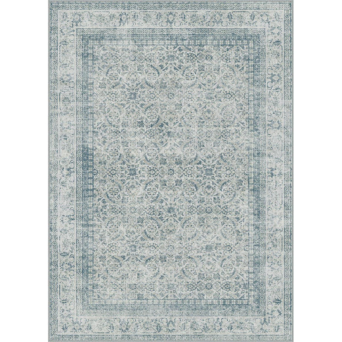 Vintage Teppich Wohnzimmer 200x290cm Hellblau Rechteckig