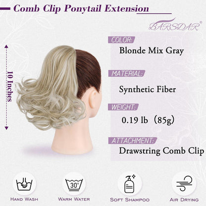 Kurzes Welliges Clip-in Pferdeschwanz Haarteil 25cm Blond